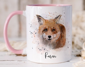 Personalised fox mug, fox gift, gift for her, gift for him, fox gifts, personalised gift, fox lover, fox coffee mug