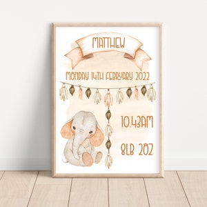 Neutral Birth Stat Print, UNFRAMED nursery wall art, nursery print, new baby print, Personalised Baby Gift, Birth Details Print, Birth Stats