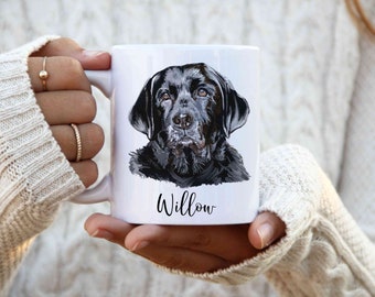 Personalised black labrador mug, black lab gift, gift for her, gift for him, black lab dog, birthday gift, dog mug, dog lover gift