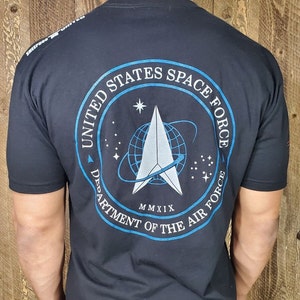 Space Force BLK w / BLU Shirt Schäferhund Vereinigte Polizei T-Shirt Polizei Stellvertretender T Trooper Shirt Polizei Frau Shirt Blaue Linie Shirt Unterstützung Polizei