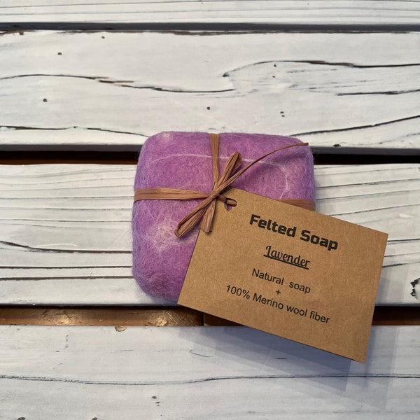 Felted soap bar. Natural soap bar covered by 100% merino wool felt. Unique gift. Holiday gift.