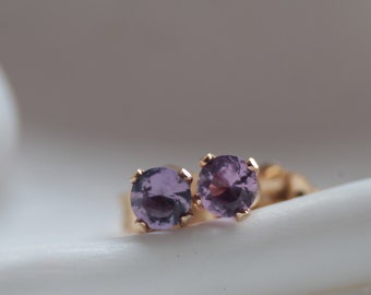 Alexandrite Colour Change Stud Earrings in Gold Fill & Sterling Silver Tiny 3mm, June Birthstone, Alexandrite Stud Earrings, Gift For Her