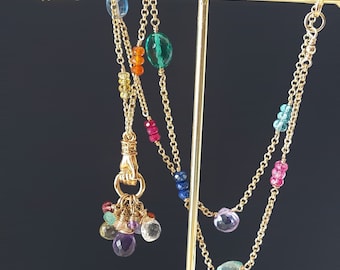 Edelstein Göttin Hand Regenbogen Farbige Halskette, Handgemachte 14k Gold Filled Einzigartige Perlen Anhänger Halskette, Edelstein Schmuck Geschenk, Geschenk für Sie