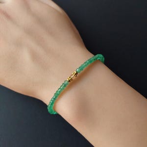 Natürliche sambische Smaragd, Imperial Pfirsich Topas Danity Skinny Perlen Edelstein Gold gefüllt Armband, kann Birthstone Schmuck Geschenk, Geschenk für sie