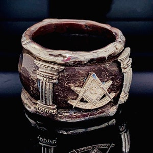 Masonic Ring, Silver Masonic Band, Mens Masonic Ring, Mens Wedding Ring, Unique Wedding Ring, Anniversary Ring, Mens Promise Ring