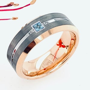 Aquamarine Tungsten Ring, Mens Wedding Ring, Tungsten Bands, Mens Tungsten Band, Mens Tungsten Ring, Rose Gold Tungsten Mens Wedding Band
