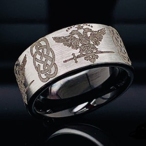 Ritter Templer Ring - Wolfram Ring - Herren Ehering - benutzerdefinierte Eheringe - Herren Ehering - 33 Grad Freimaurer Ring - Freimaurer Ring
