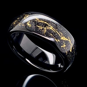 Wolfraam Meteoriet Ring, Mens Wolfraam Ring, Zwarte Meteoriet Ring, Meteoriet Band, Trouwring, Zwarte Wolfraam Ring, Mens Trouwring