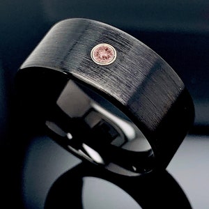 Tungsten Ring, Mens Tungsten Ring, Mens Morganite Ring, Black Wedding Ring, Black Tungsten Ring, Mens Wedding Ring, Tungsten Bands