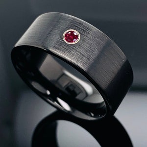 Ruby Tungsten Ring, Mens Promise Ring, Black Tungsten Ring , Mens Black Ring, 9 mm Tungsten Ring , Black Tungsten Ring, Mens Wedding Ring