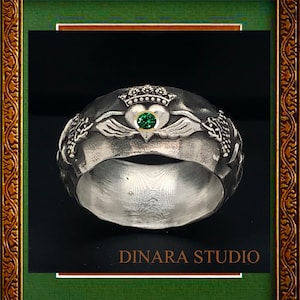 Mens Diamond Ring, Diamond Irish Ring, Claddagh Ring, Mens Claddagh Ring, Mens Promise Ring, Irish Claddagh Ring, Silver Claddagh Ring