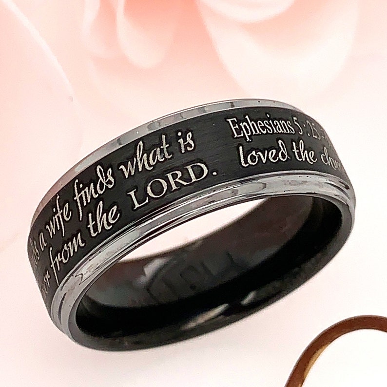 Tungsten Ring, Wedding Ring, Custom Engraved Ring, Ephesians Ring, Proverb Ring, Mens Promise Ring, Personalized Ring, Christian Ring image 6