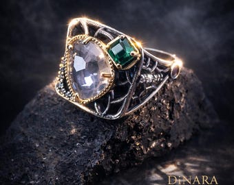 One of a Kind Statement Ring Aurora Lumina Mixed Metal Gold Silver Handmade Design