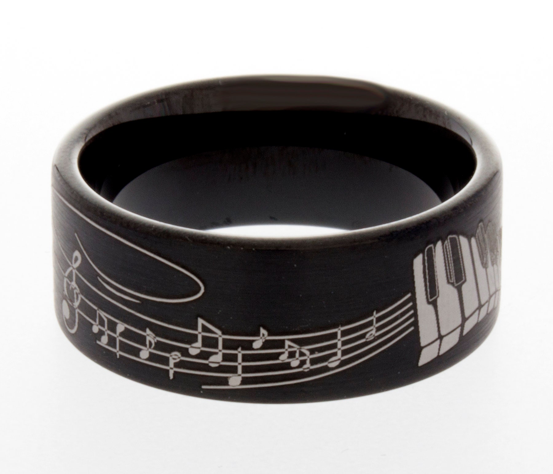 Custom Music Ring Black Tungsten Ring Mens Wedding Ring Etsy