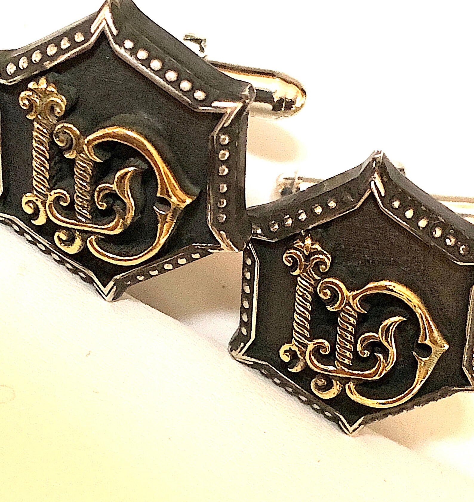 Mens Initial Cufflinks 18k Gold Monogram Cufflinks Unique Etsy