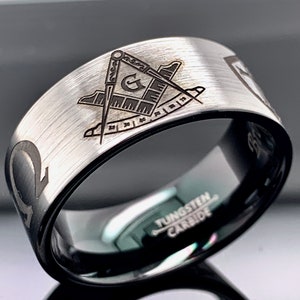 Masonic Wedding Ring - Tungsten Ring - Mens Wedding Ring - Knight Templar Cross- Freemasonry Ring - Tungsten Cross  Ring - Anniversary ring