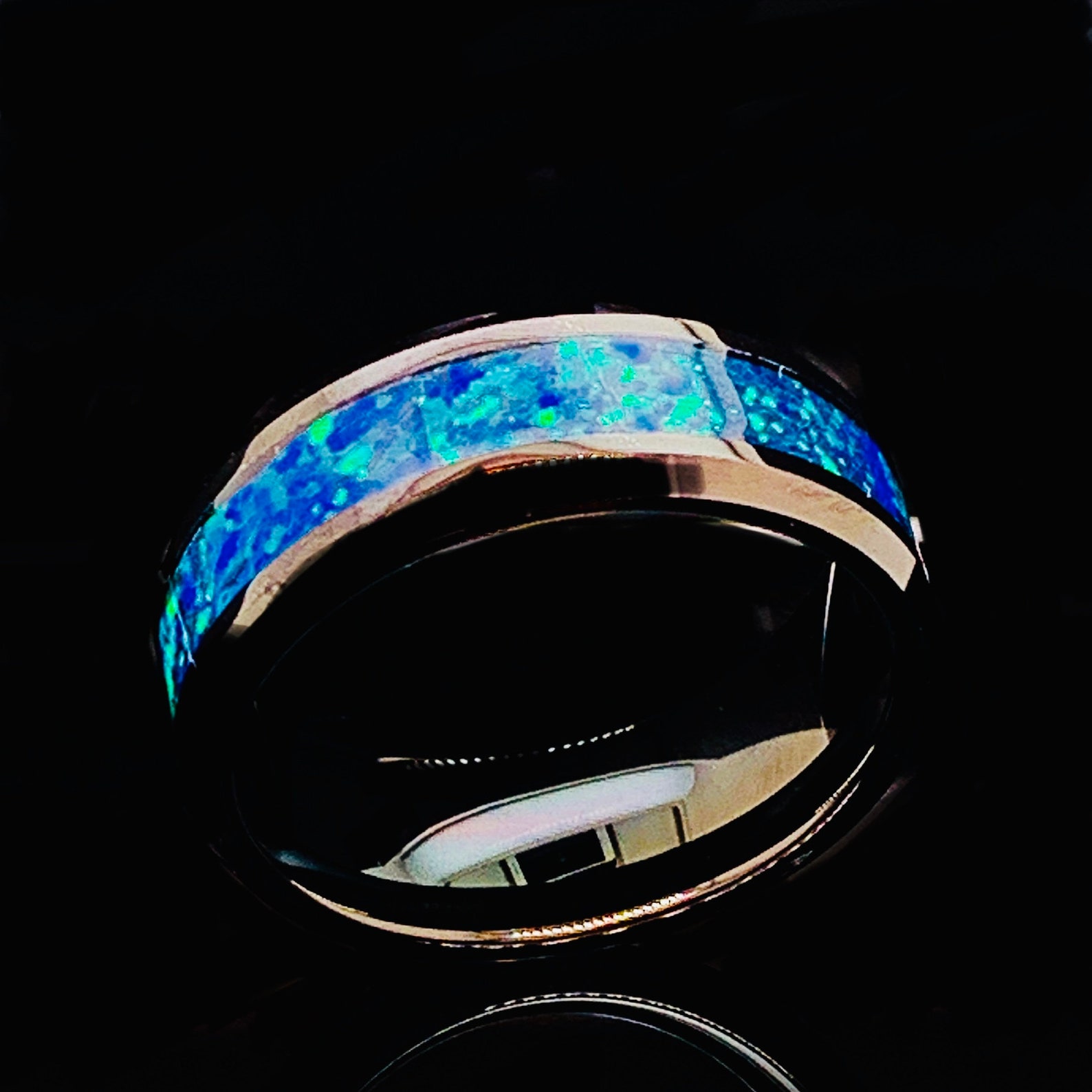 Tungsten Opal Ring Black Opal Ring Opal Wedding Band Mens