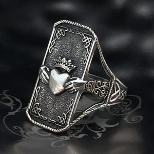 Celtic Claddagh Ring Handcrafted Oxidized Sterling Silver Claddagh Ring - Customizable Celtic Irish Jewelry - Perfect Gift for Engagement