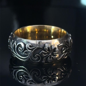 Handmade Hawaiian Plumeria Flower Ring | Custom Silver Wedding Band | Unique Anniversary Jewelry | Personalized Unisex Ring | 11mm