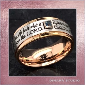 Tungsten Ring, Personalized Ring, Christian Ring, Cross Tungsten Ring, Custom Engraved Ring, Ephesians Ring, Proverb Ring, Christian Ring