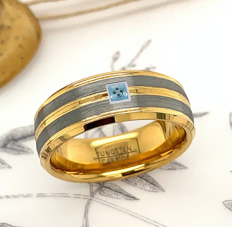 Tungsten Ring Gemstone Ring Ruby Tungsten Ring Mens Etsy