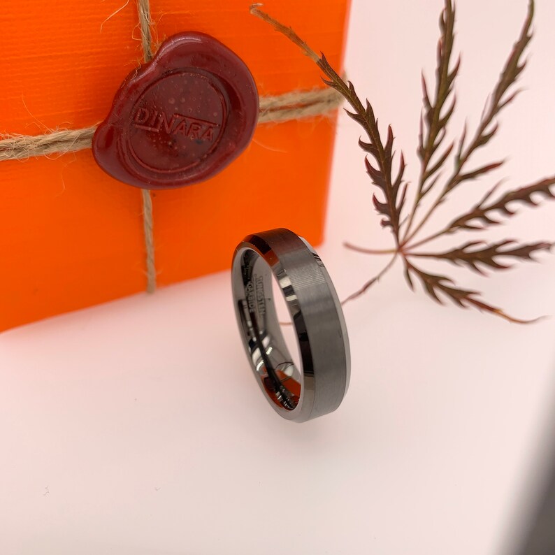 6mm Tungsten Band Promise Ring Gunmetal Tungsten Ring Tungsten Ring Womens Tungsten Ring Custom Engraving Mens Tungsten Wedding Ring