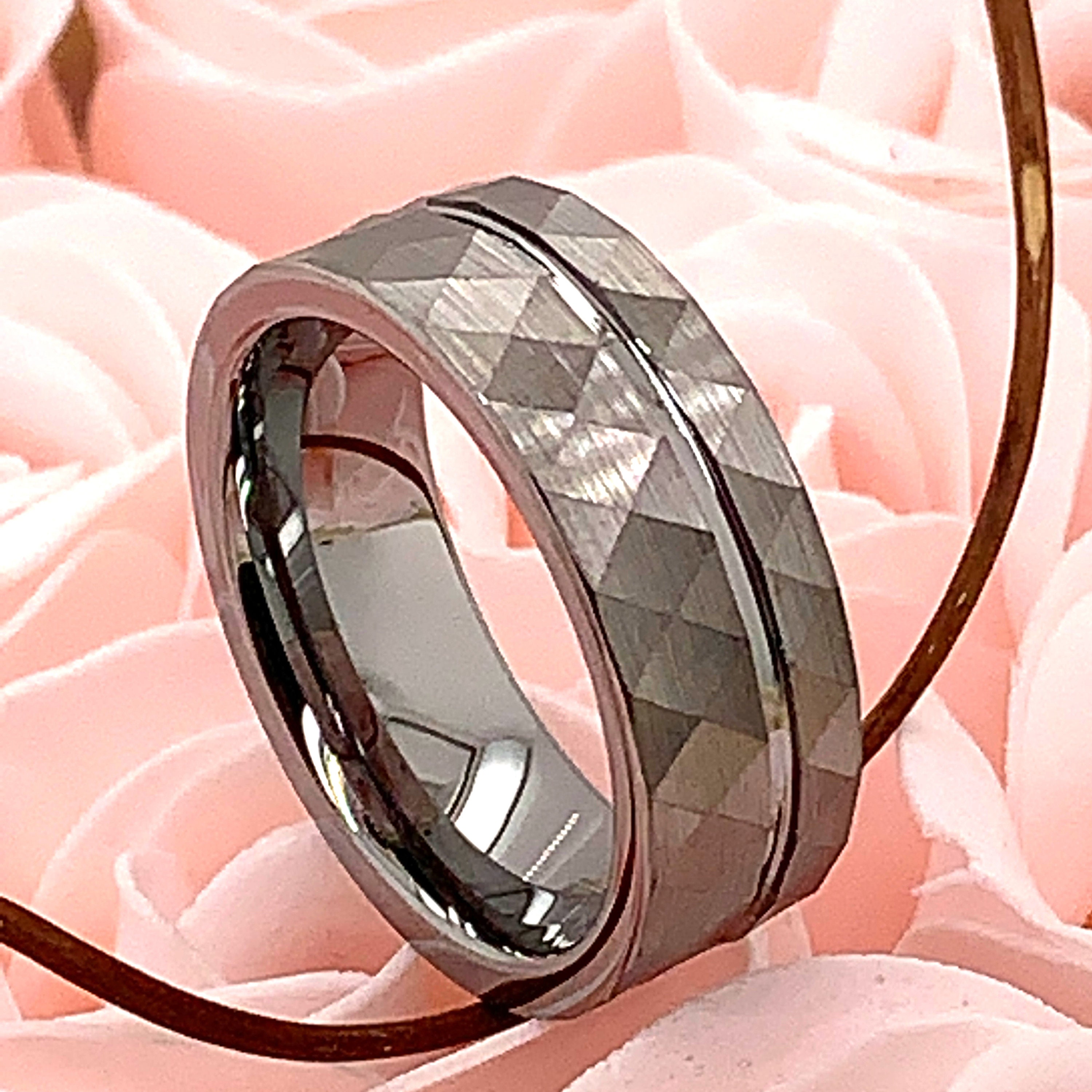 Tungsten Ring Hammered Tungsten Ring Mens Tungsten Ring Etsy