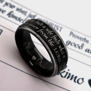 Tungsten Ring, Wedding Ring, Custom Engraved Ring, Ephesians Ring, Proverb Ring, Mens Promise Ring, Personalized Ring, Christian Ring image 8