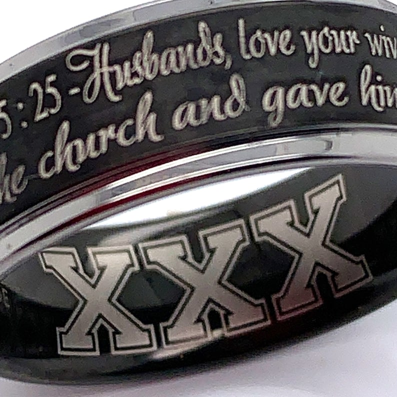 Tungsten Ring, Wedding Ring, Custom Engraved Ring, Ephesians Ring, Proverb Ring, Mens Promise Ring, Personalized Ring, Christian Ring image 3