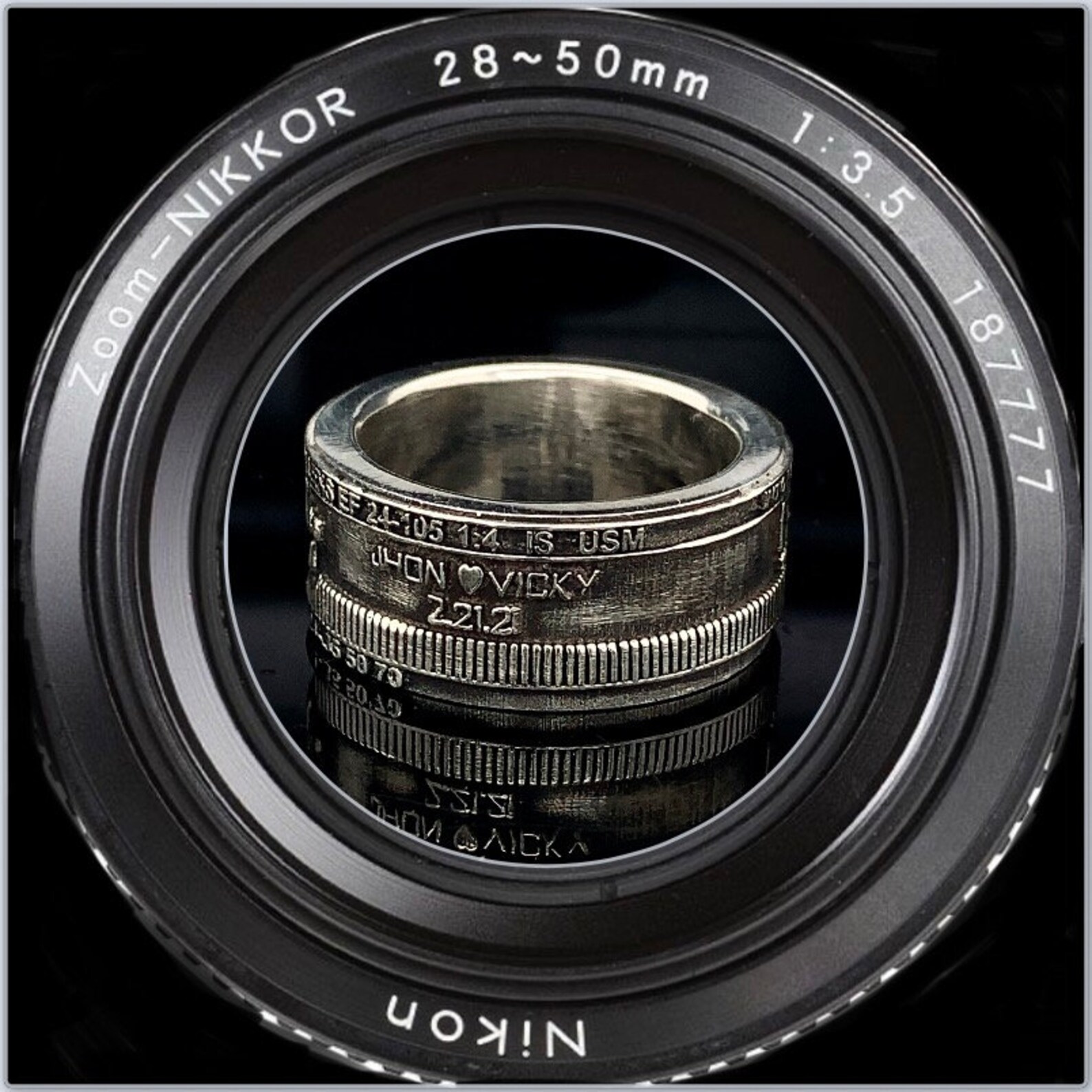 Silver Wedding Band Camera Lens Ring Handmade Ring Etsy