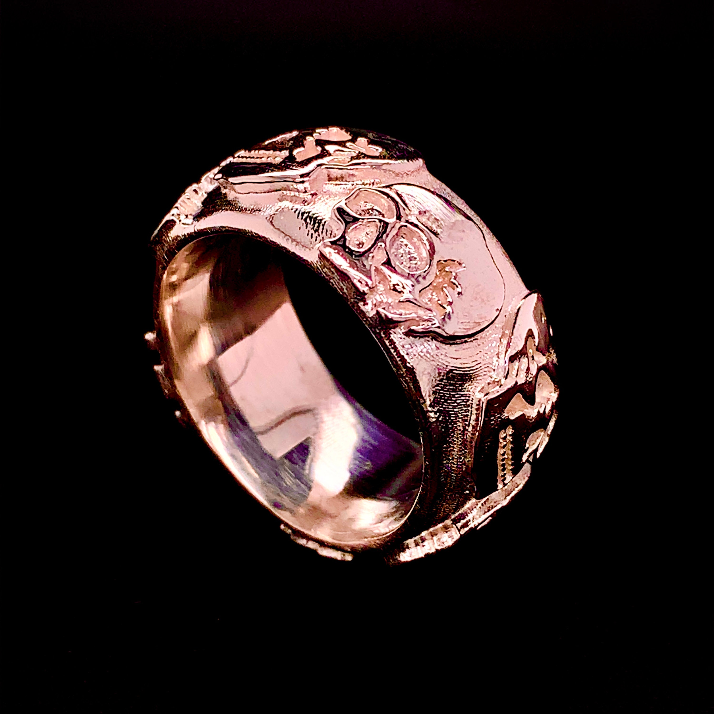 Men’s Skull Ring – 925 Sterling Silver Gothic Biker Band (Sizes 8-14) - View #8