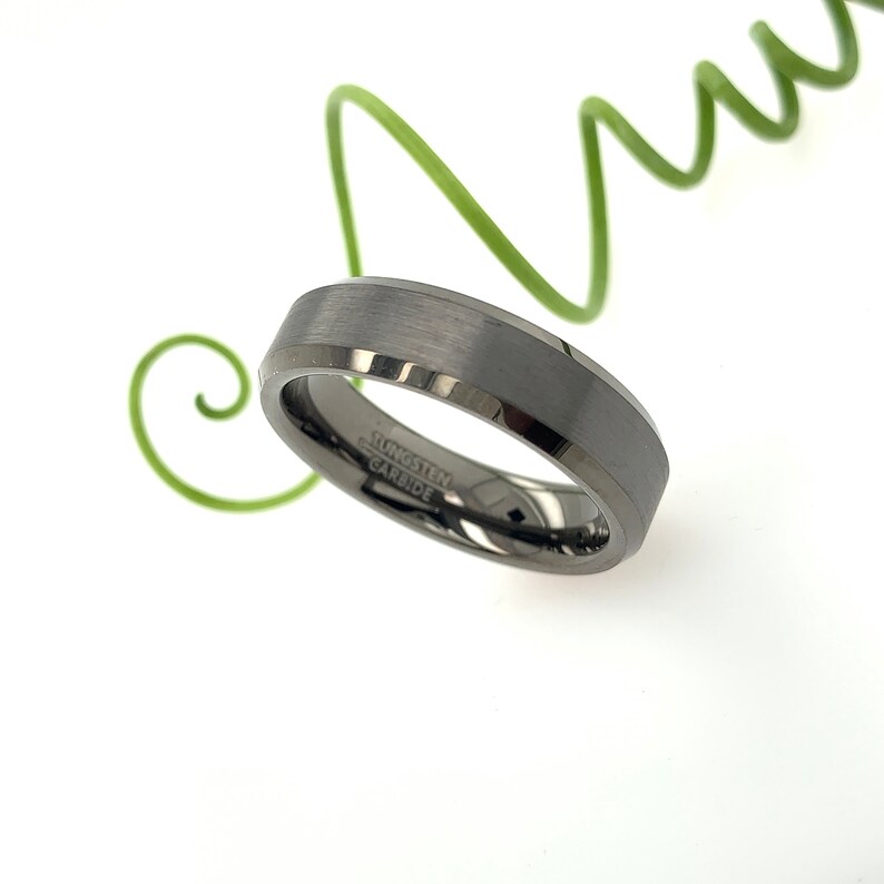 6mm Tungsten Band Promise Ring Gunmetal Tungsten Ring Tungsten Ring Womens Tungsten Ring Custom Engraving Mens Tungsten Wedding Ring