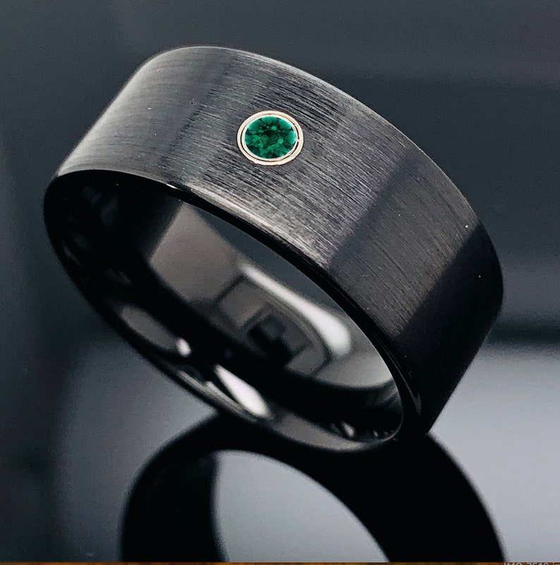 Ruby Tungsten Ring Mens Promise Ring Black Tungsten Ring Etsy