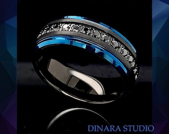 Schwarzer Wolframring, Herrenring 8 mm