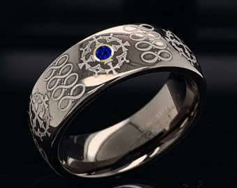 Anello Unico Maschile Nero Fede Nuziale Anello In Carburo Di Tungsteno - Foto 7