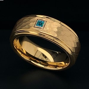 Tungsten Ring, Hammered Ring, Gemstone Ring, Alexandrite Ring, Alexandrite Band, 8mm Tungsten Ring, Mens Tungsten Ring, Womens Tungsten Ring