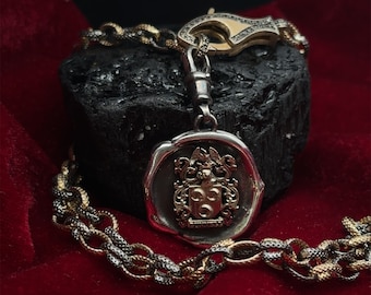 Custom Family Crest Pendant: Sterling Silver & 14K Gold, Heirloom Design