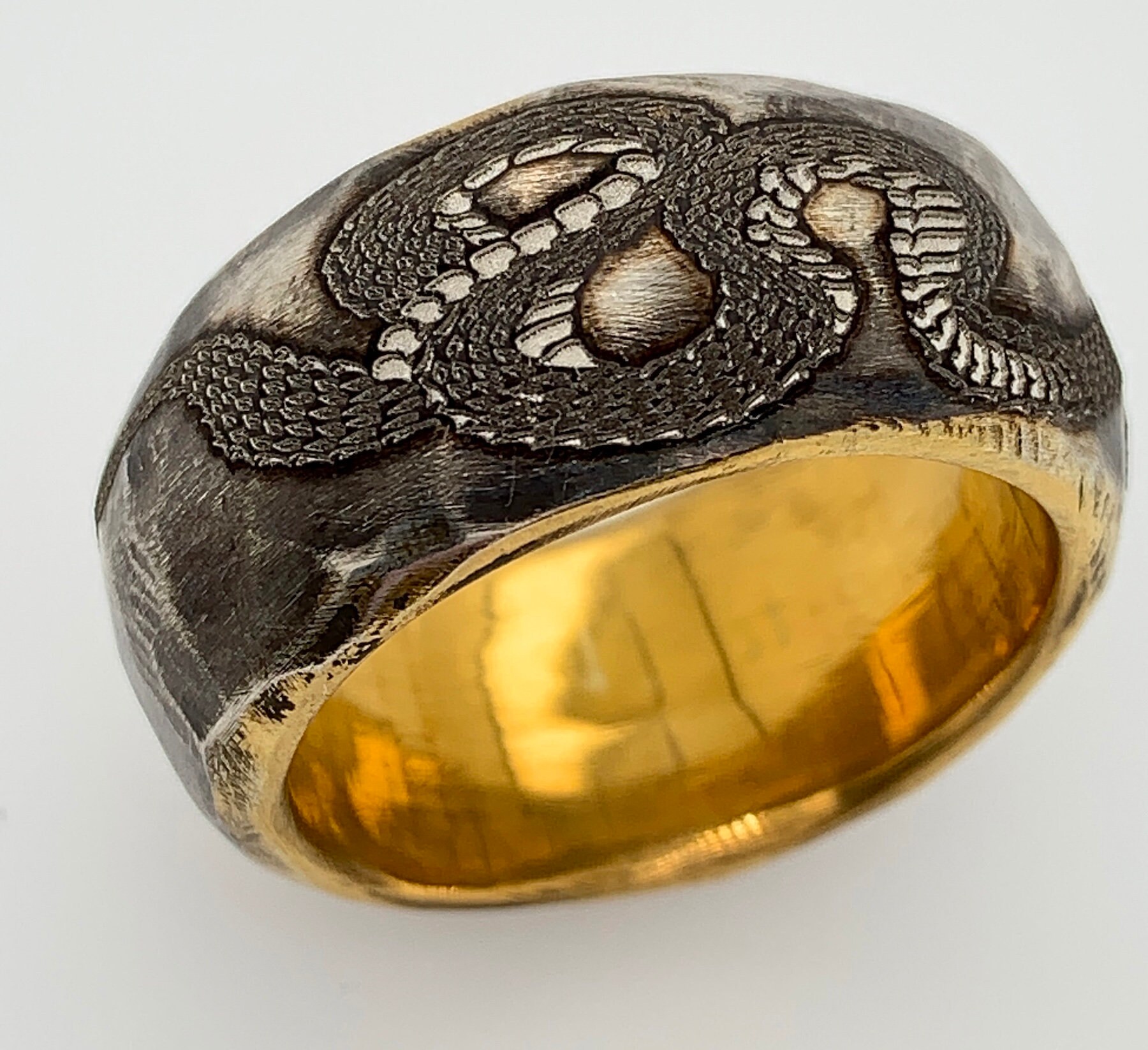 Mens Wedding Band Snake Ring Serpent Ring Mens Silver Ring Etsy