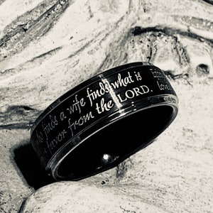 Tungsten Ring, Wedding Ring, Custom Engraved Ring, Ephesians Ring, Proverb Ring, Mens Promise Ring, Personalized Ring, Christian Ring 画像 7