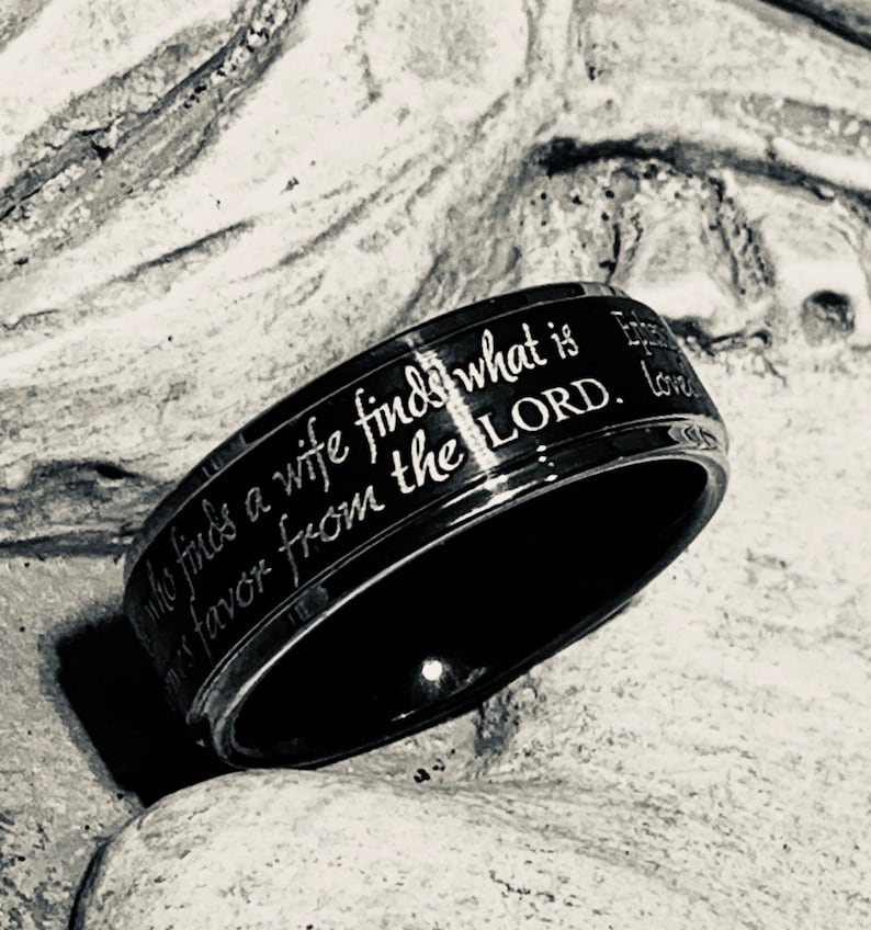 Tungsten Ring, Wedding Ring, Custom Engraved Ring, Ephesians Ring, Proverb Ring, Mens Promise Ring, Personalized Ring, Christian Ring image 7