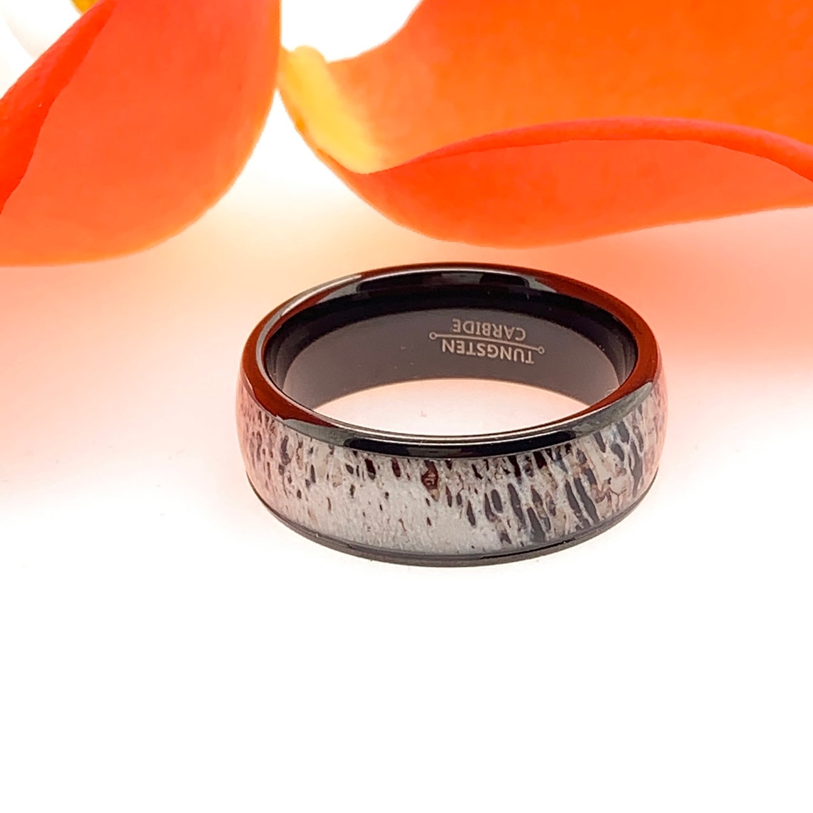 Mens Tungsten Ring Tungsten Ring Personalized Ring Antler Etsy