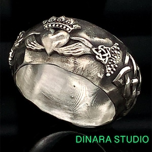 Silver Claddagh Ring For Men and Women Handcrafted Promise Ring Featuring Stylish Celtic Knot Design Personalized Wedding Band