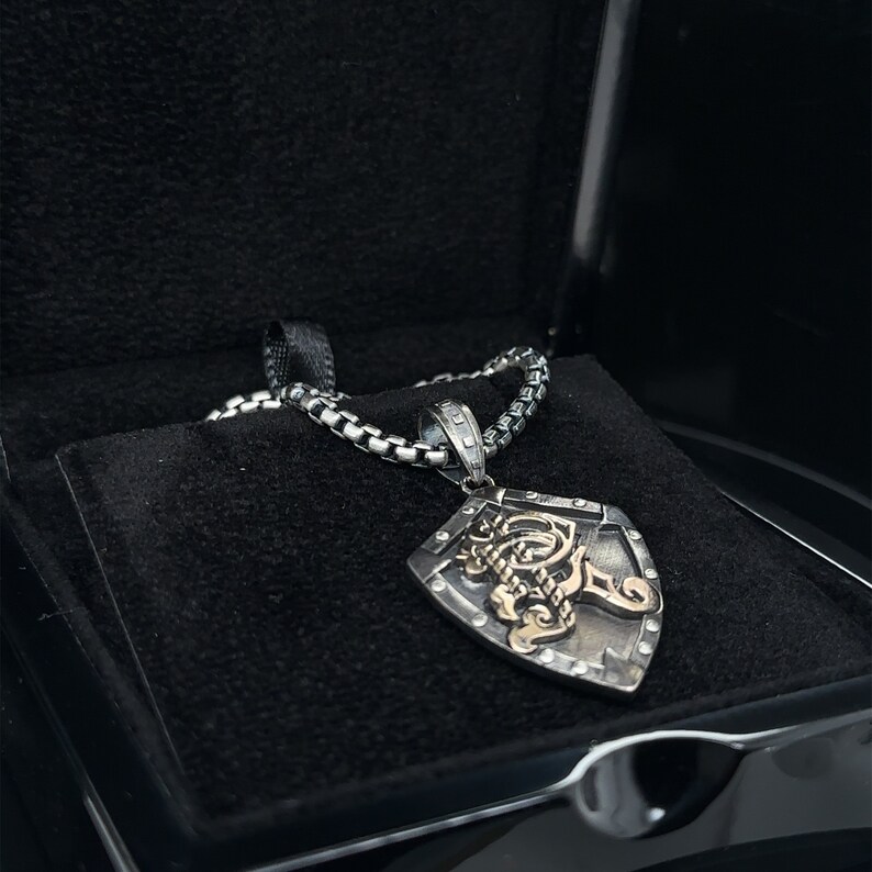 Handcrafted Medieval Knight Shield Cross Pendant Custom Doublesided