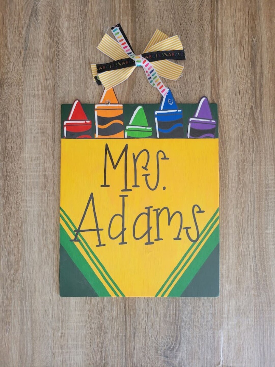 Teacher Crayon Box Wooden Door Hanger Can Be Personalized Etsy