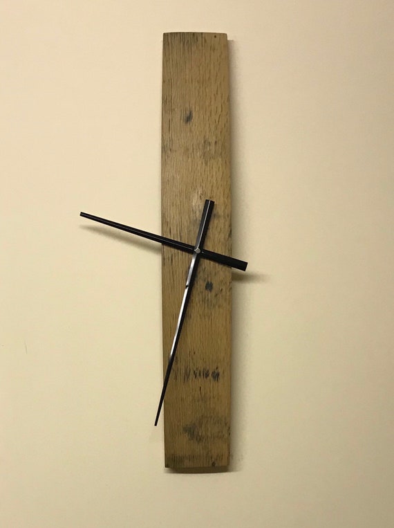 Oak whiskey barrel stave wall clock