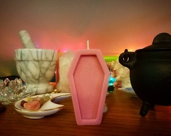 Coffin Candle//spooky Halloween witchy coffin shaped candle//pastel goth