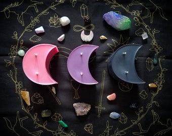 Crescent Moon Candle//witchy Halloween decor//pastel goth