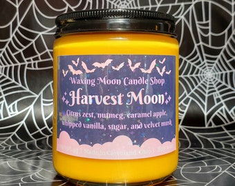 Harvest Moon 7oz soy container candle // fall scented candle // pastel goth decor // natural soy wax