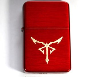 Encendedor de gasolina de latón rojo con temática de videojuegos - *grabado gratuito*