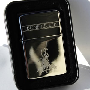 Dark Souls BONFIRE LIT brass Lighter chrome finish *free engraving"